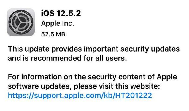 龙港苹果手机维修分享iOS12.5.2发布，建议所有老苹果用户安装 